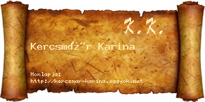 Kercsmár Karina névjegykártya